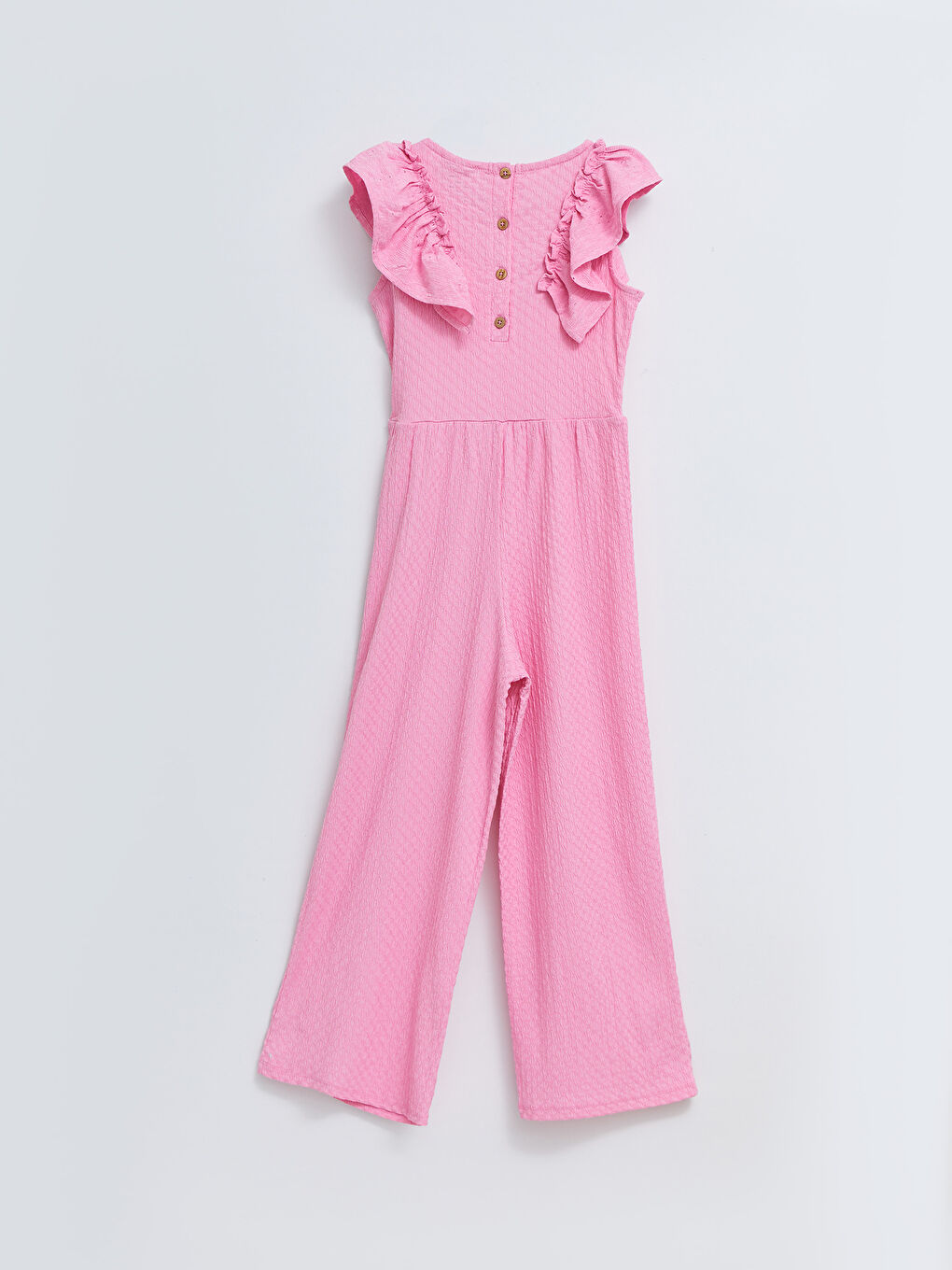 Crew Neck Self Patterned Short Sleeve Girls Overalls-1