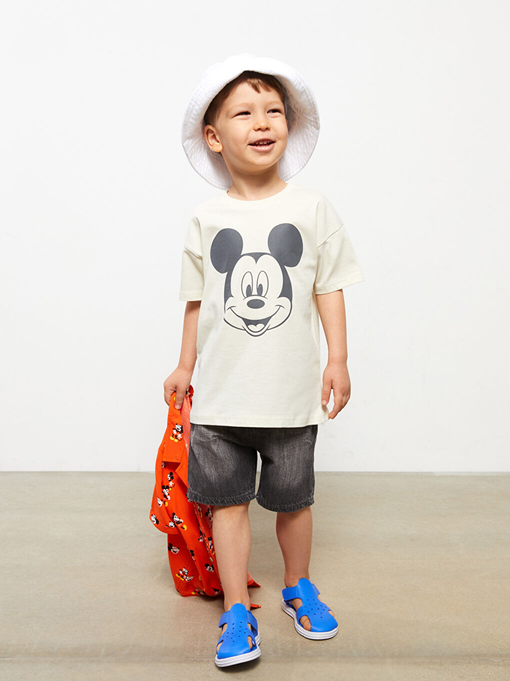 Crew Neck Short Sleeve Mickey Mouse Printed Baby Boys' T-Shirt-2