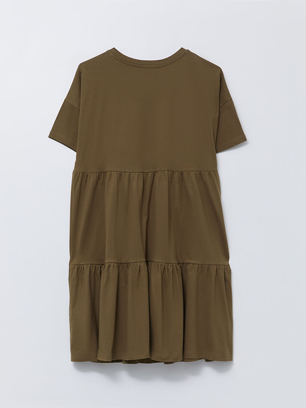 Crew Neck Straight Short Sleeve Cotton Maternity Dress -S2G641Z8-GYA