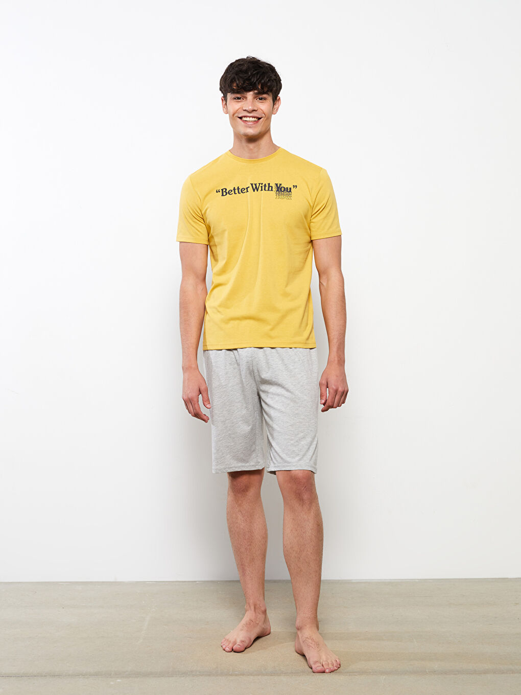 Sarı Standart Kalıp Erkek Pijama Takımı