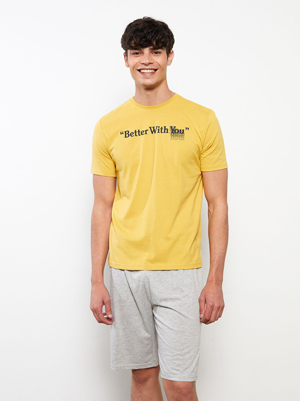 Sarı Standart Kalıp Erkek Pijama Takımı-2