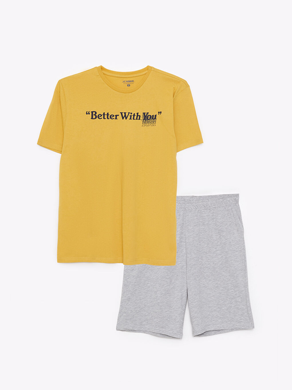 Sarı Standart Kalıp Erkek Pijama Takımı-5