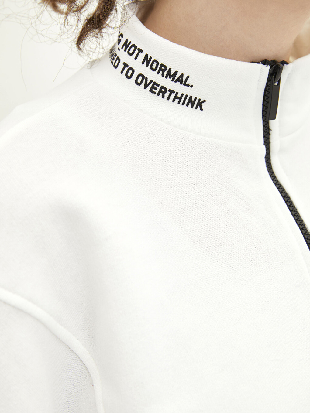 Long Sleeve Women's Sweatshirt with Stand Up Collar Letter Print-3