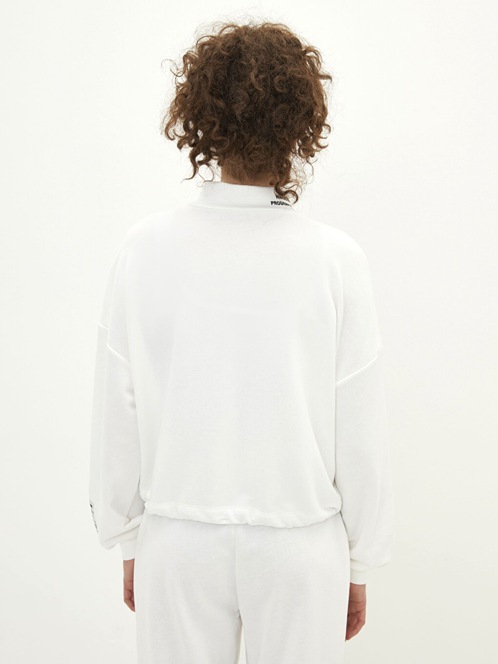 Long Sleeve Women's Sweatshirt with Stand Up Collar Letter Print-4