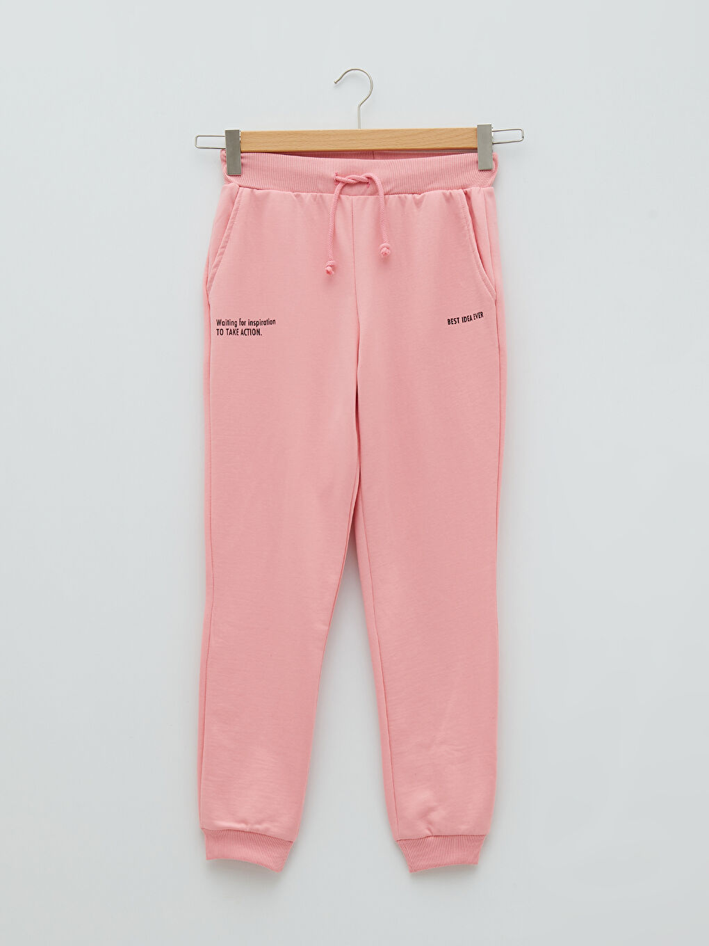 Әйелдерге арналған серпімді белдік әріп принтті қалтасы бар спорттық шалбар-5