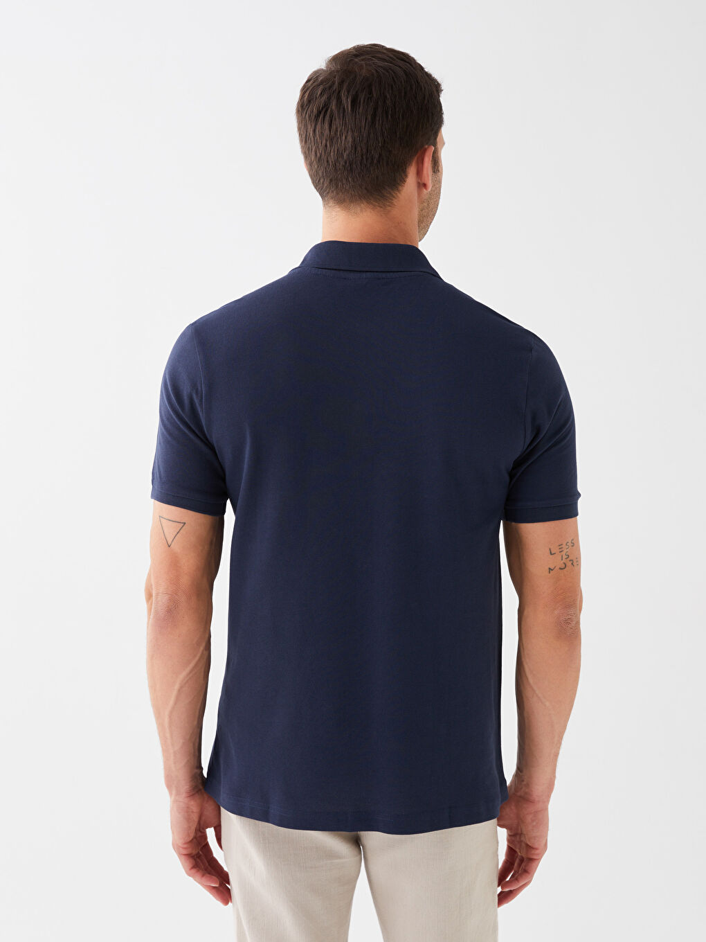 تي شيرت رجالي بياقة بولو كم قصير مخطط بيكيه-4