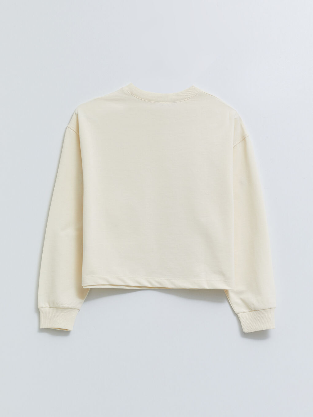 تونيك سويتشيرت كم طويل سادة بياقة دائرية للسيدات-5