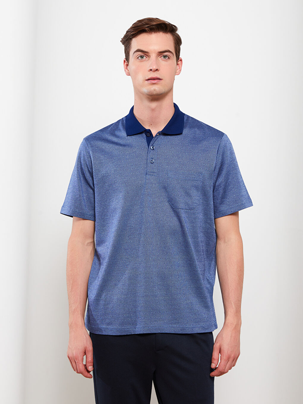 Mercerized Polo Neck Short Sleeve Men's T-Shirt-1