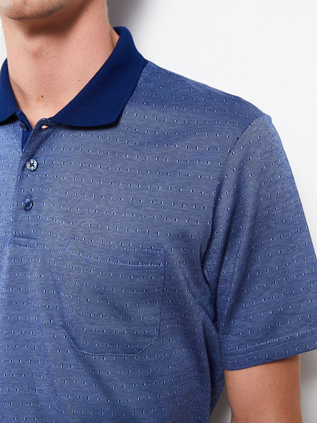 Mercerized Polo Neck Short Sleeve Men's T-Shirt-3