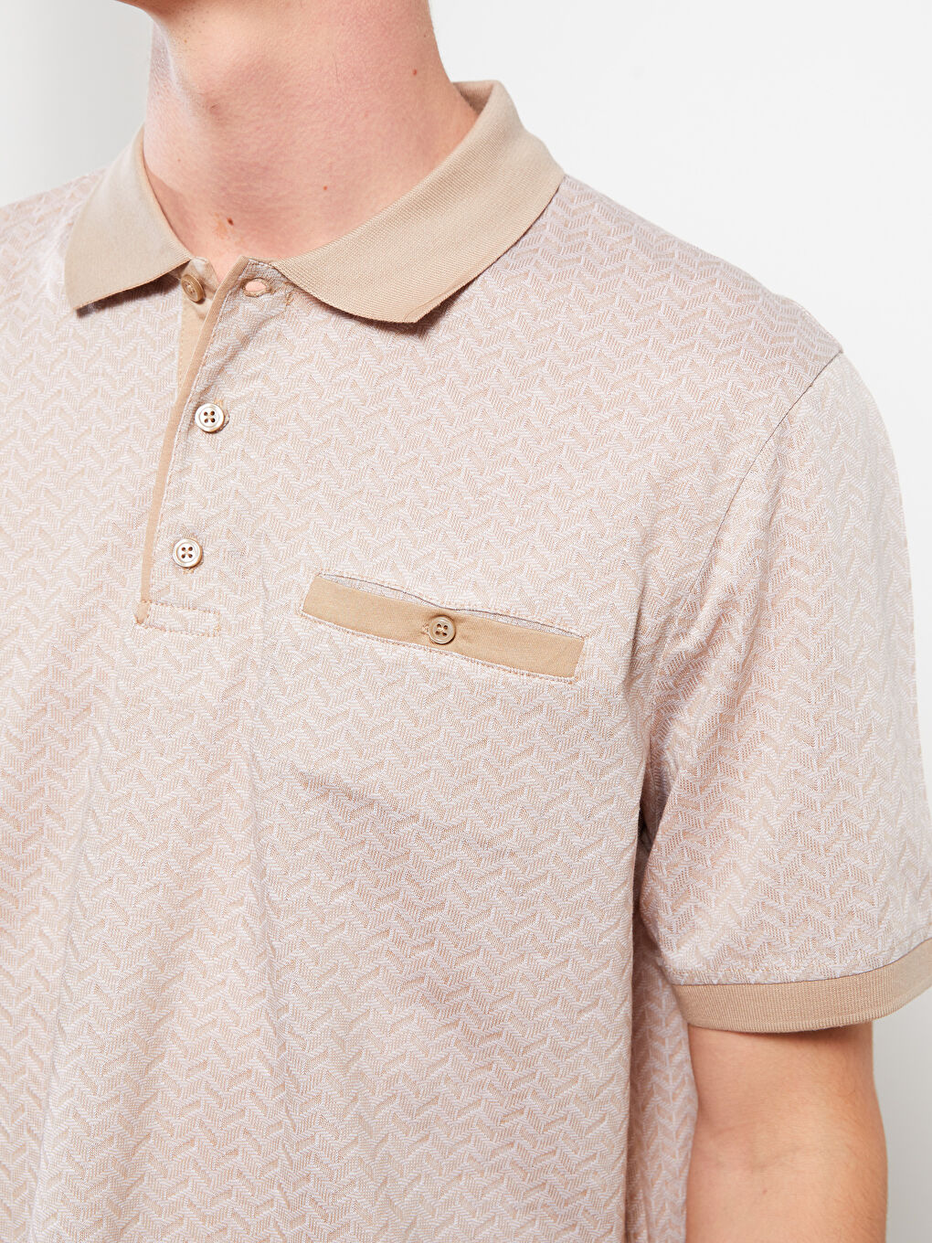 Polo Neck Short Sleeve Patterned Men's T-Shirt-3