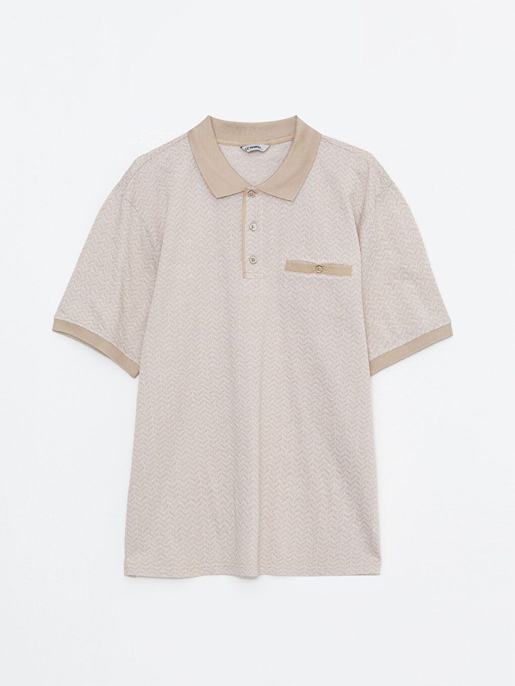 Polo Neck Short Sleeve Patterned Men's T-Shirt-5