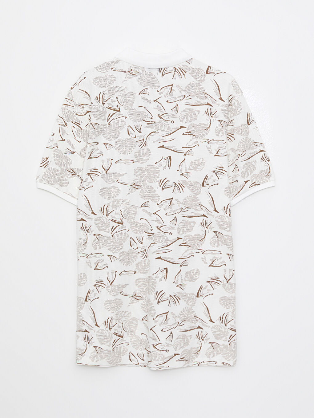 Bej Polo Yaka Kısa Kollu Pamuklu Erkek Tişört-6