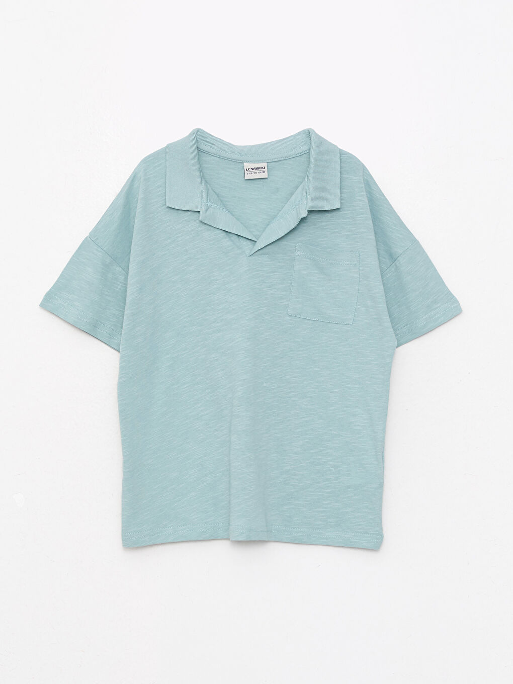 Yeşil Polo Yaka Basic Kısa Kollu Pamuklu Erkek Çocuk Tişört