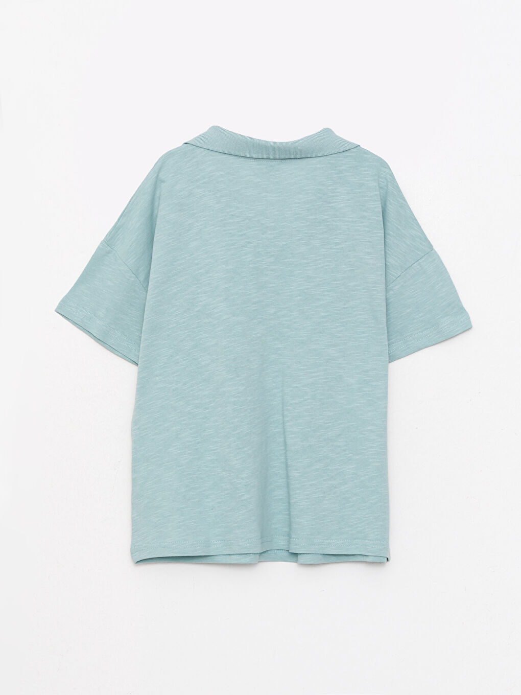 Yeşil Polo Yaka Basic Kısa Kollu Pamuklu Erkek Çocuk Tişört-1