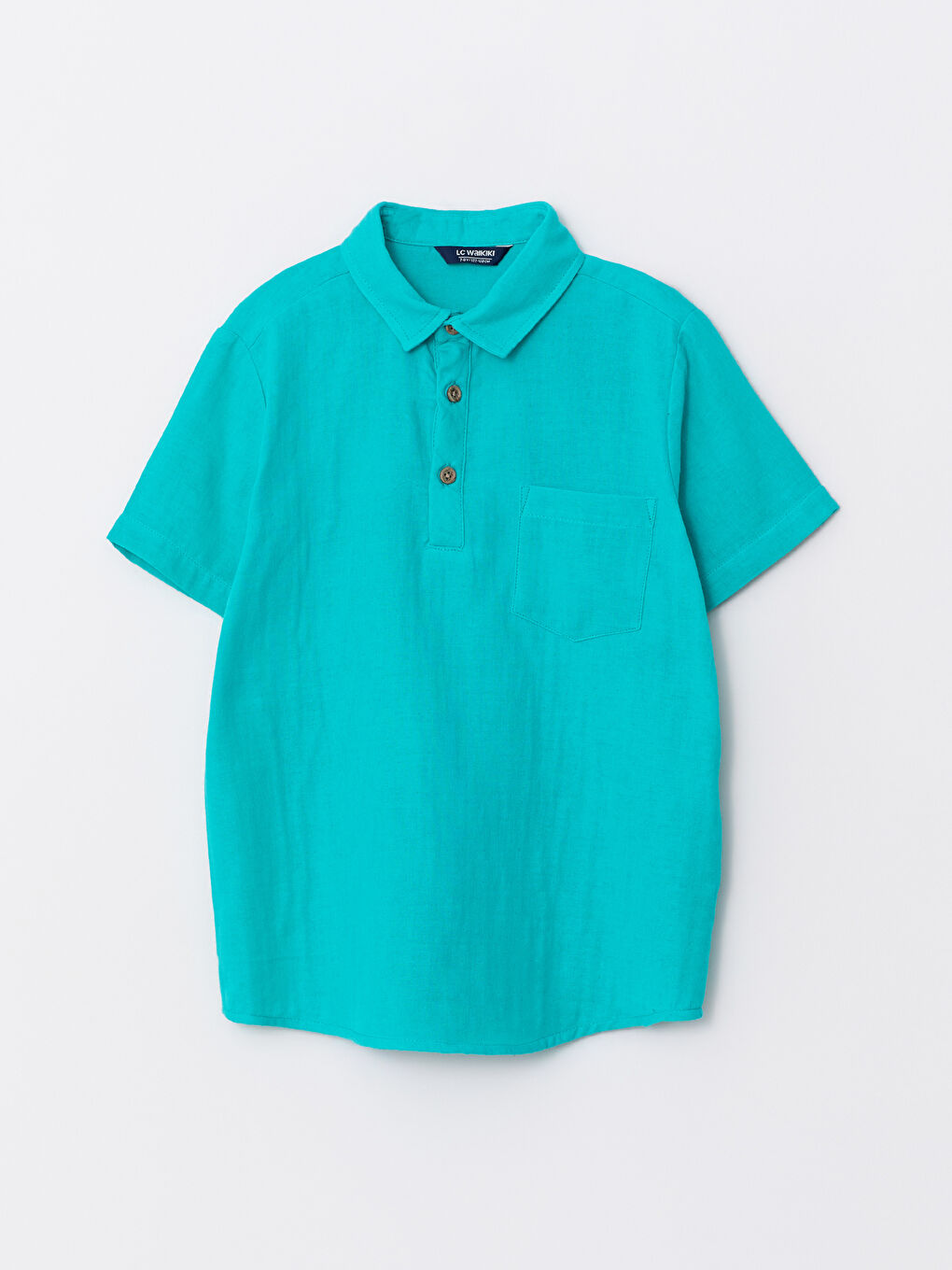 Turkuaz Basic Kısa Kollu Pamuklu Erkek Çocuk Gömlek