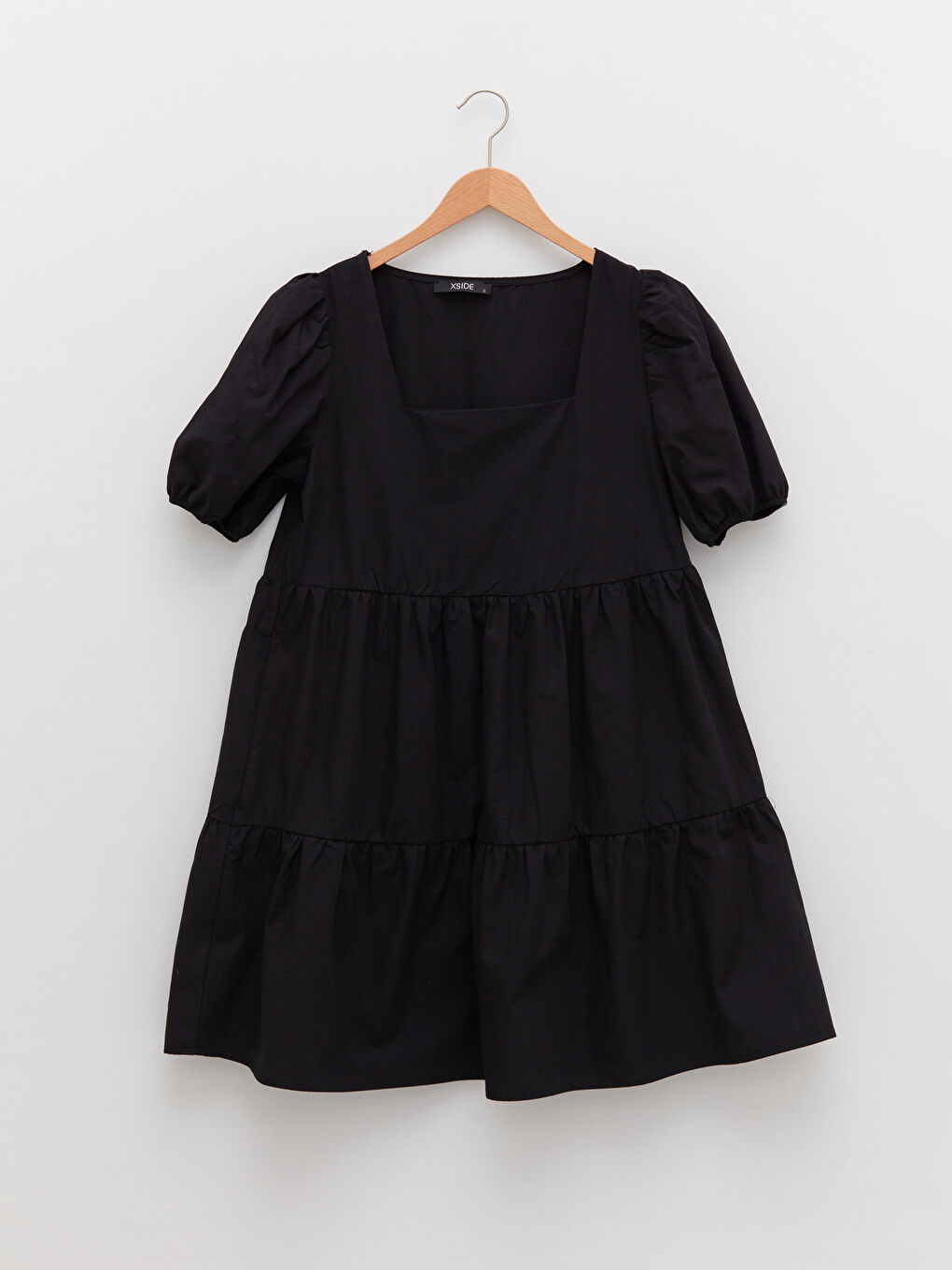 Square Neck Straight Short Sleeve Poplin Women Dress -S2G713Z8-CVL
