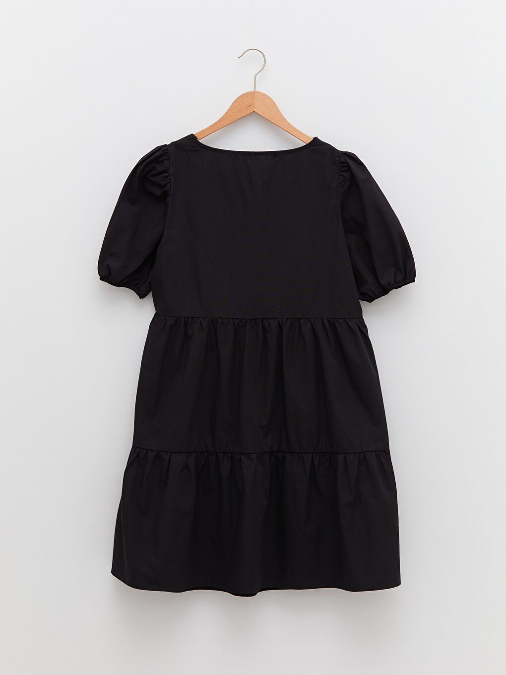 Square Neck Straight Short Sleeve Poplin Women Dress -S2G713Z8-CVL