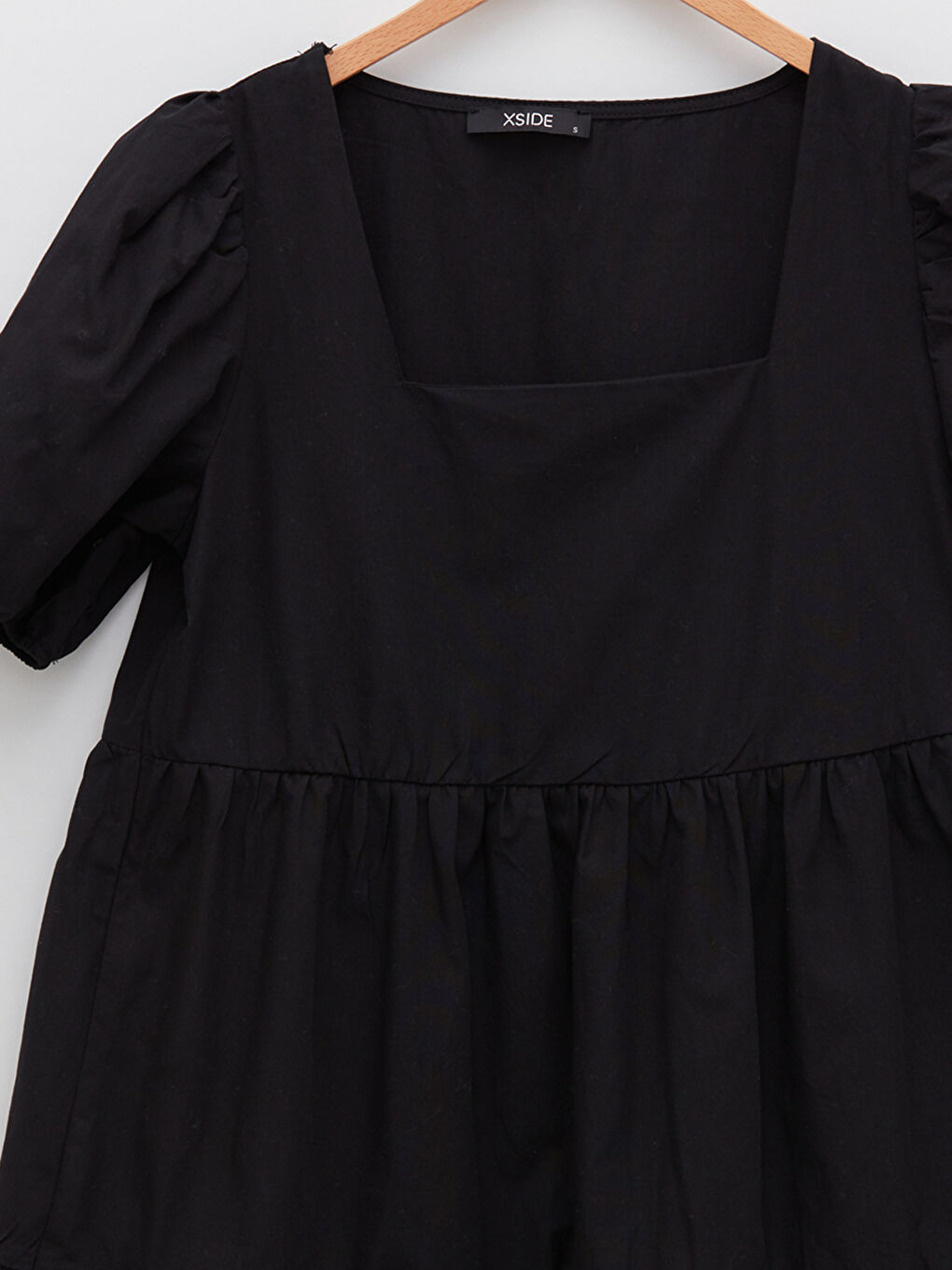 Square Neck Straight Short Sleeve Poplin Women Dress -S2G713Z8-CVL