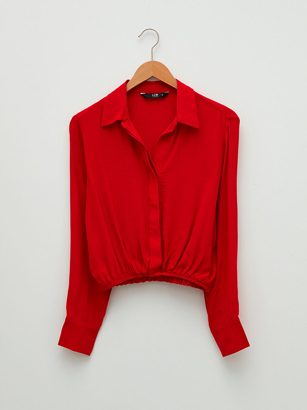 Shirt Collar Straight Long Sleeve Viscose Women's Blouse-6