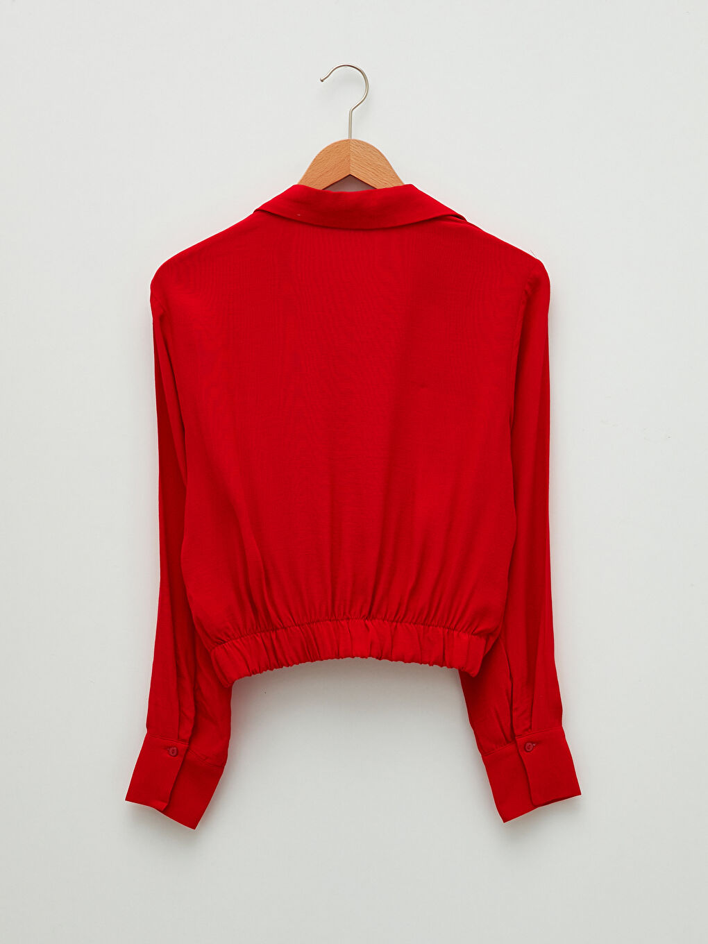Shirt Collar Straight Long Sleeve Viscose Women's Blouse-7