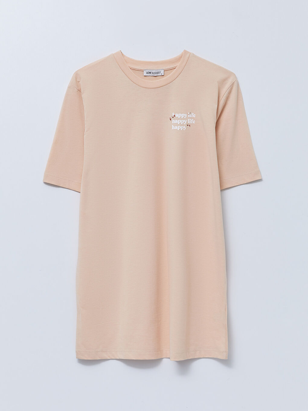 Crew Neck Letter Printed Short Sleeve Women's Tunic-4