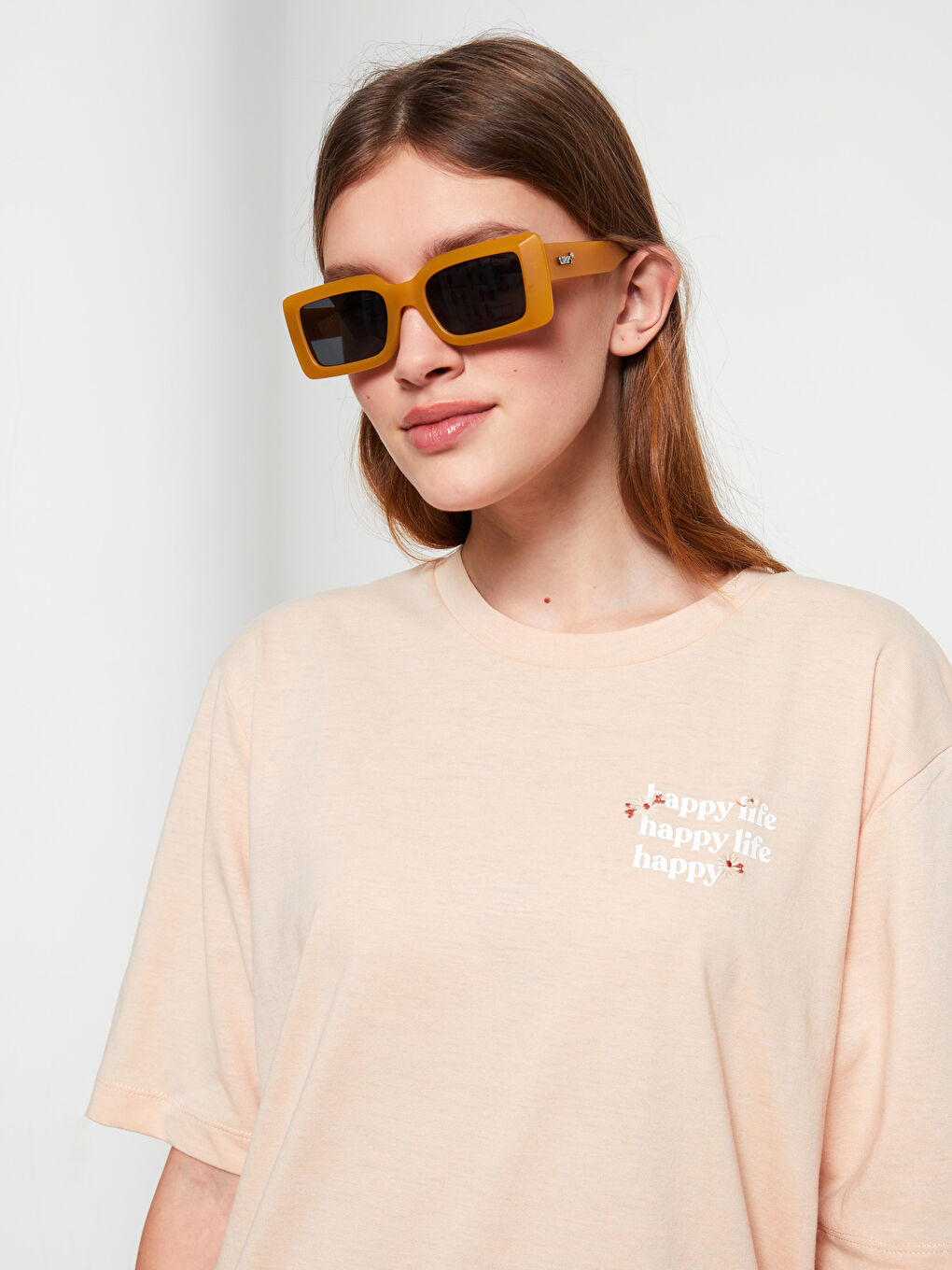 Crew Neck Letter Printed Short Sleeve Women's Tunic-1