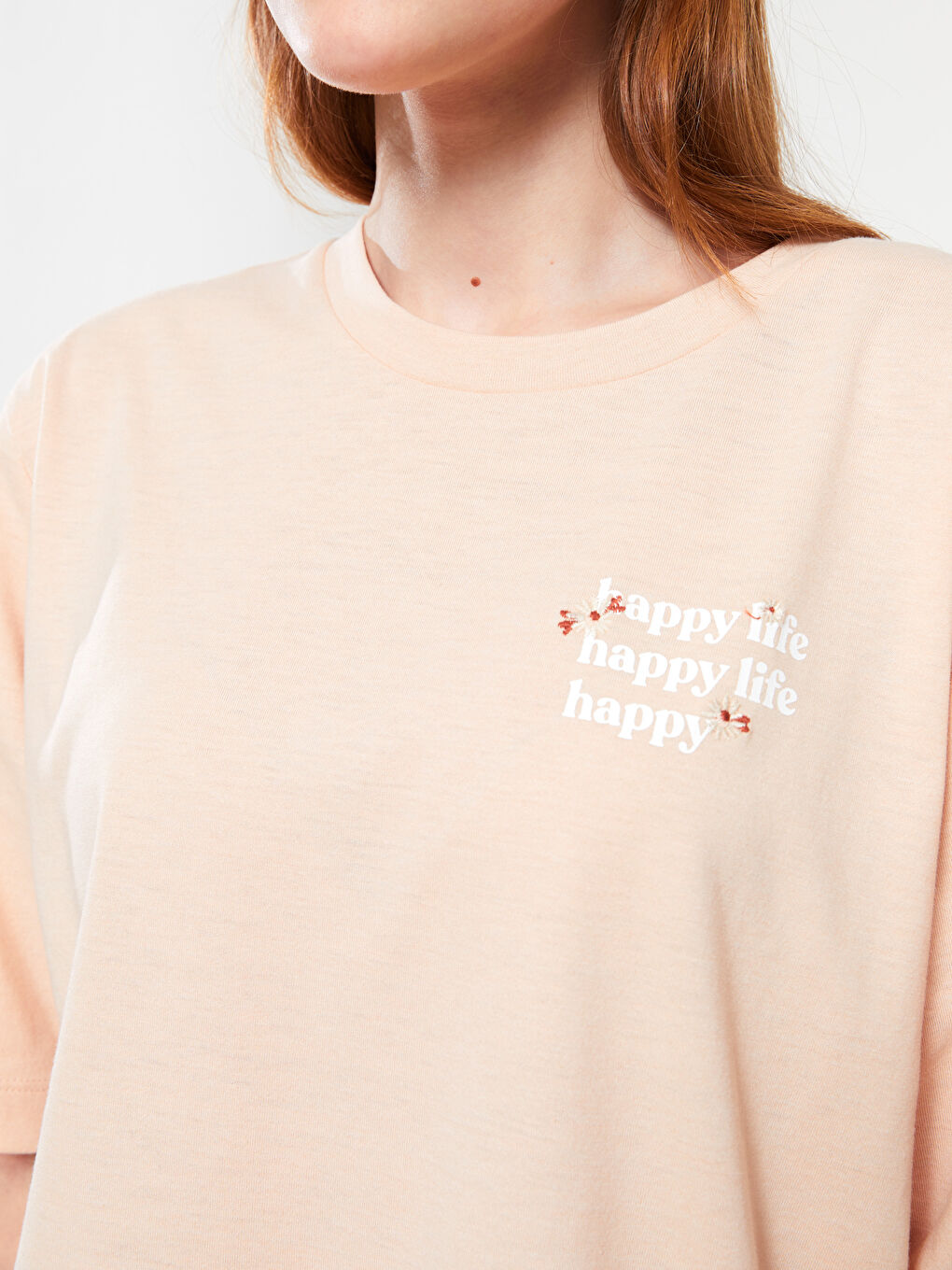 Crew Neck Letter Printed Short Sleeve Women's Tunic-2