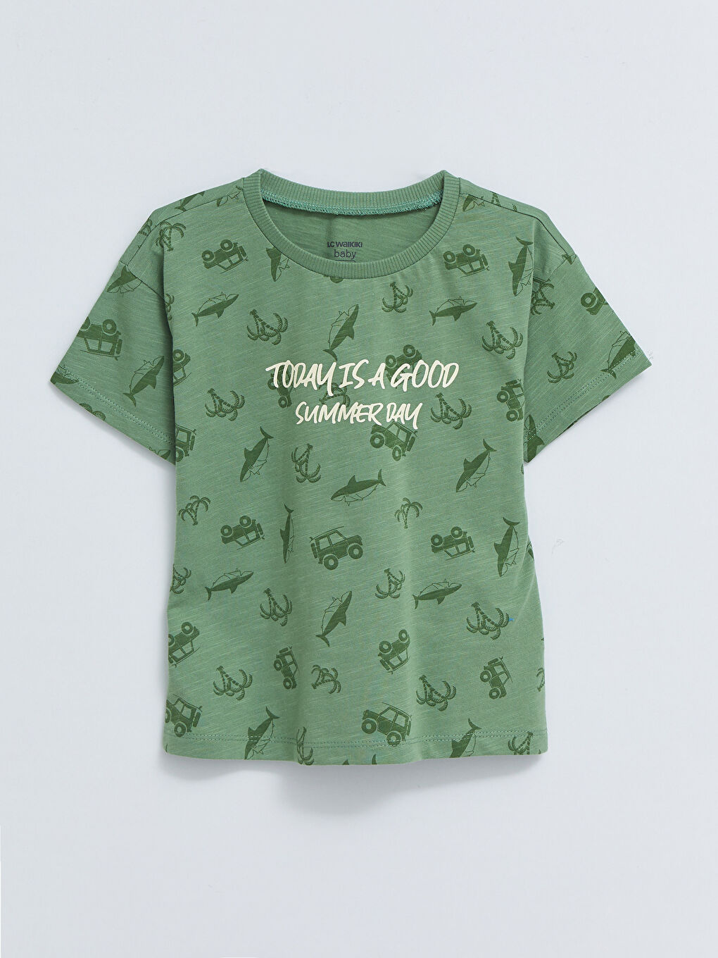 Crew Neck Short Sleeve Printed Cotton Baby Boy T-Shirt