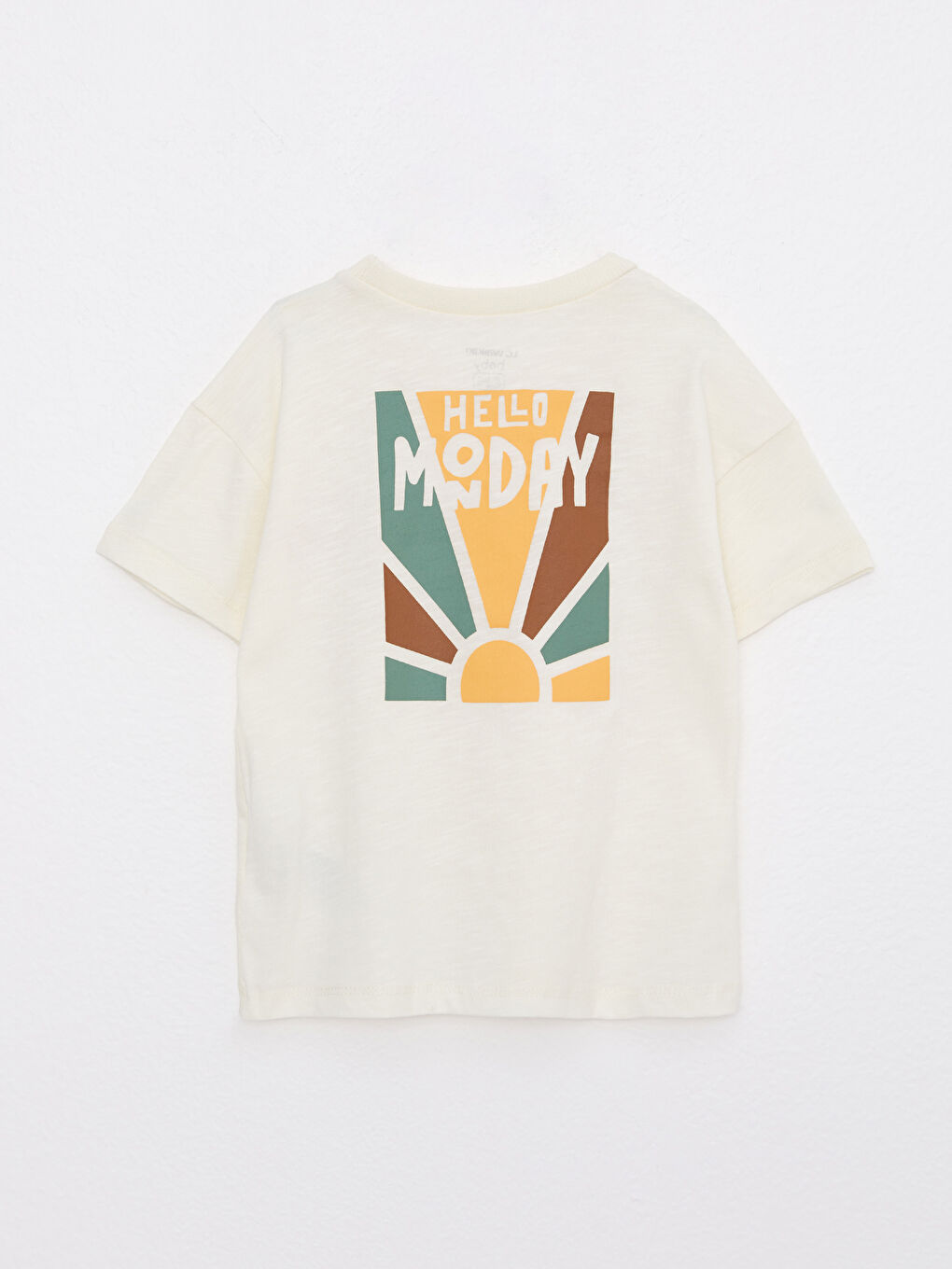 Ekru Bisiklet Yaka Kısa Kollu Baskılı Erkek Bebek Tişört-1