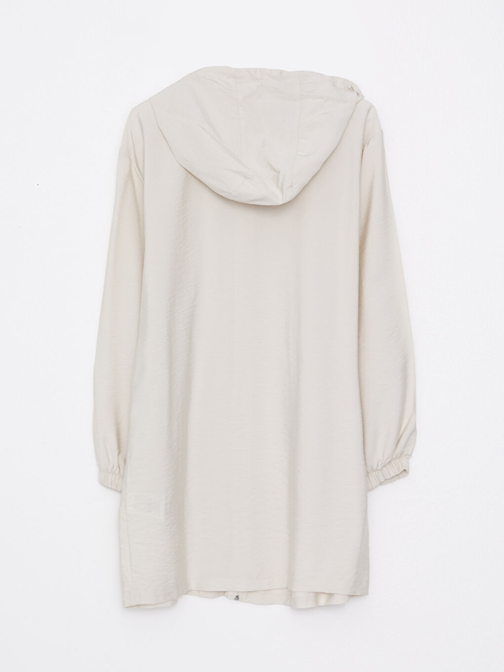 Gri Kapüşonlu Düz Uzun Kollu Kadın Ceket-7