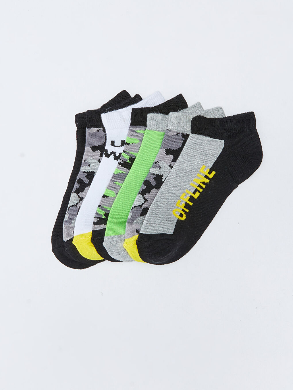 Gemusterte Sneaker-Socken für Jungen, 7er-Pack