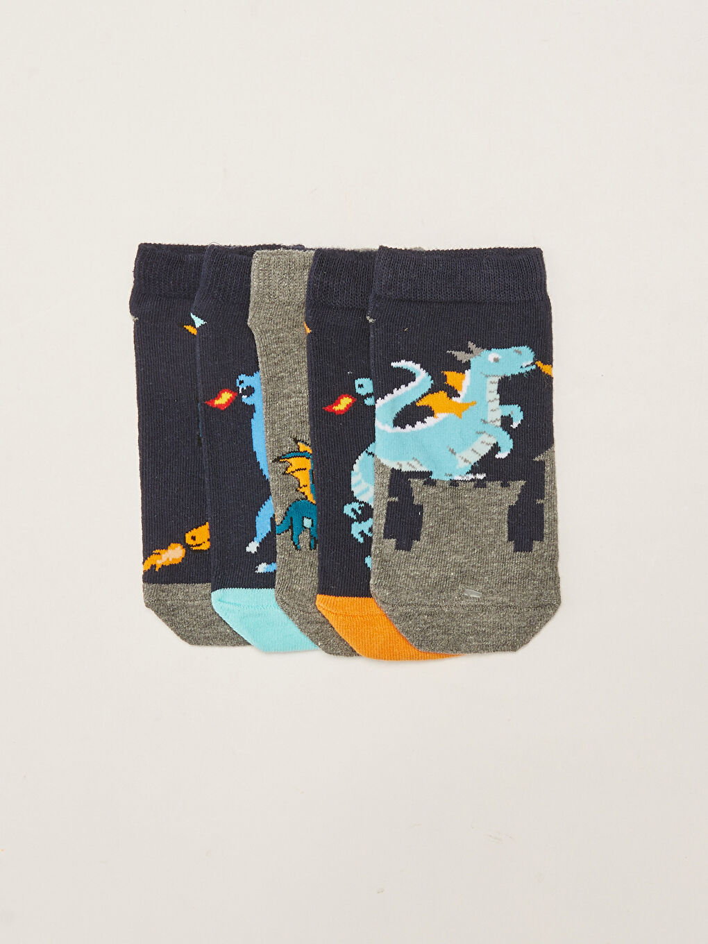 Karışık Desenli Erkek Çocuk Patik Çorap 5'li