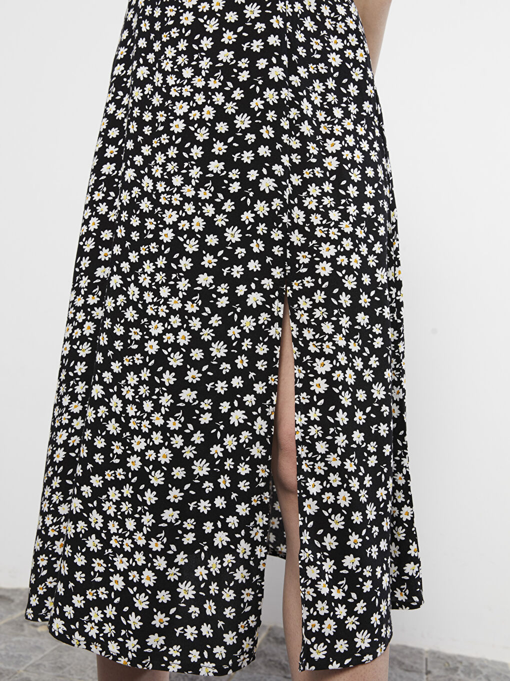 Square Neck Floral Viscose Women's Dress-5