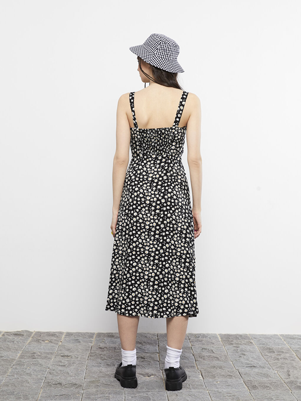 Square Neck Floral Viscose Women's Dress-6