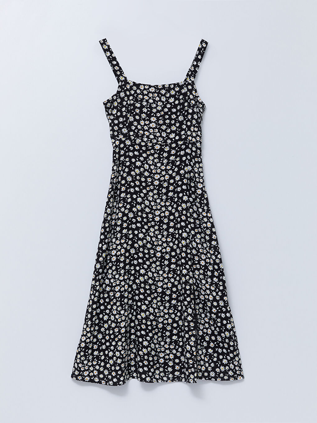 Square Neck Floral Viscose Women's Dress-7