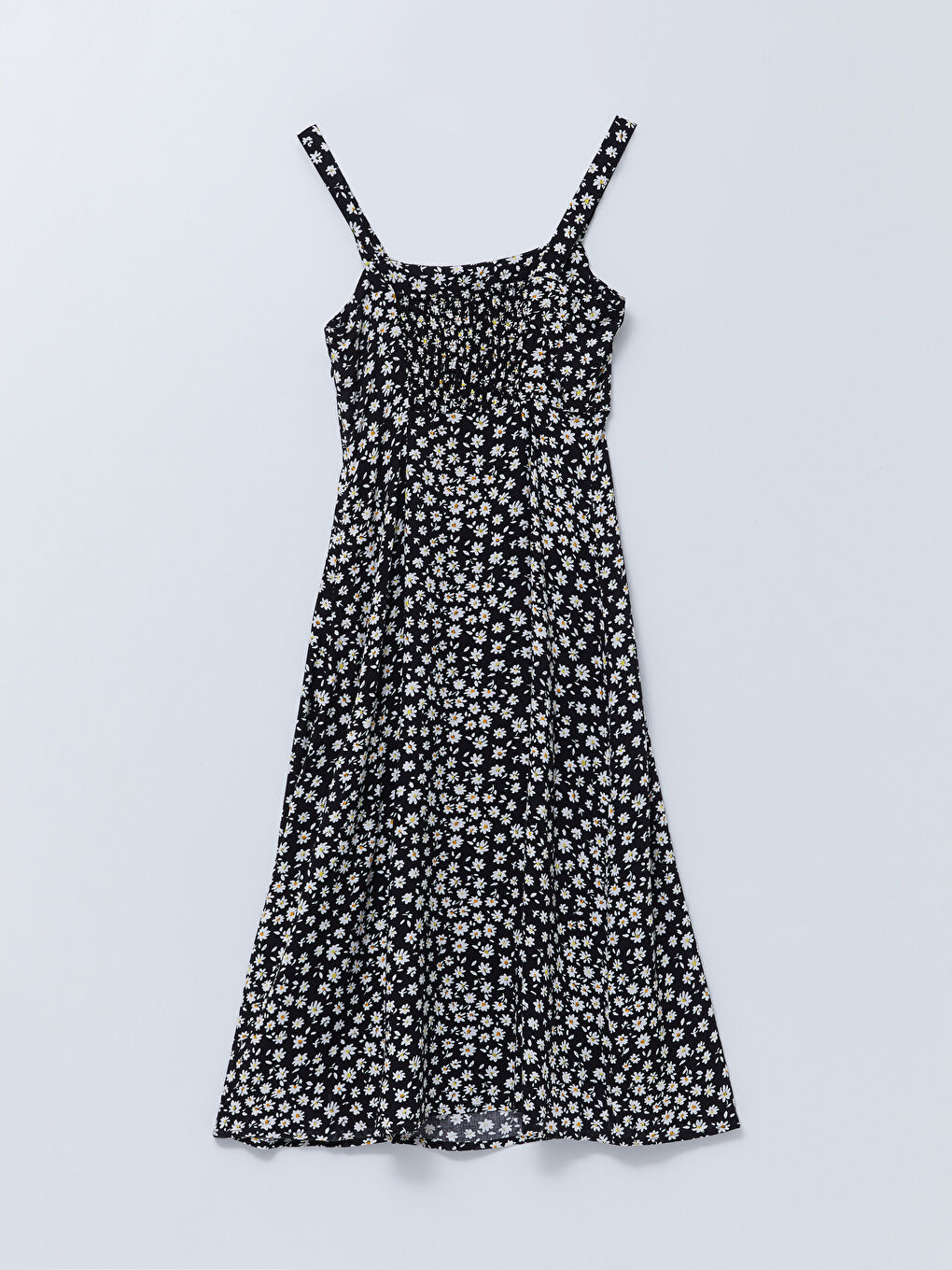 Square Neck Floral Viscose Women's Dress-8