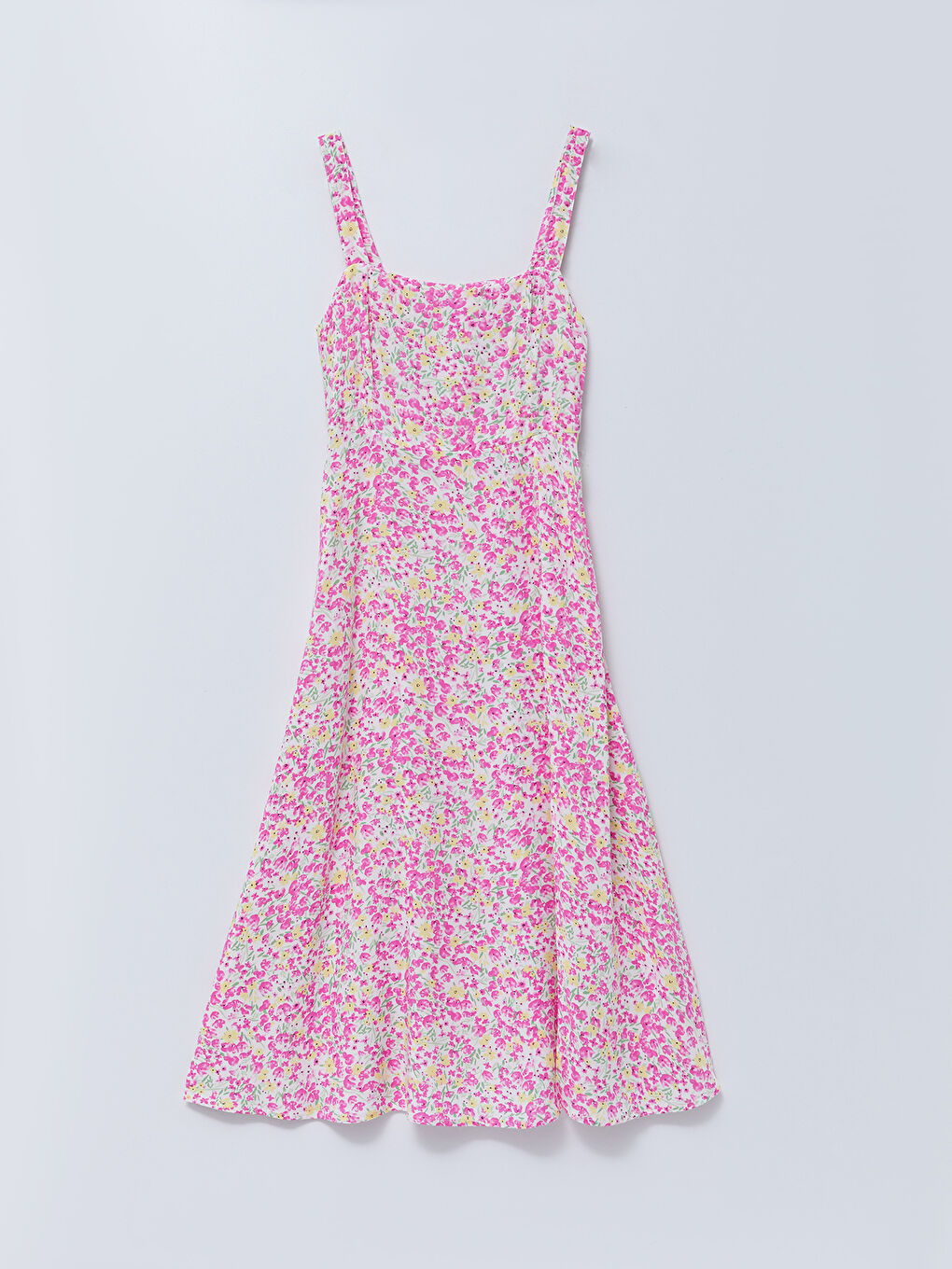 Square Neck Floral Viscose Women's Dress-7