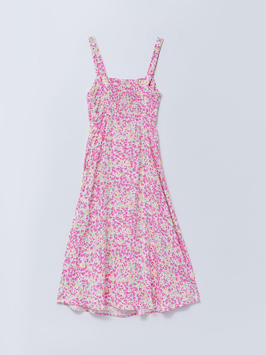 Square Neck Floral Viscose Women's Dress-8