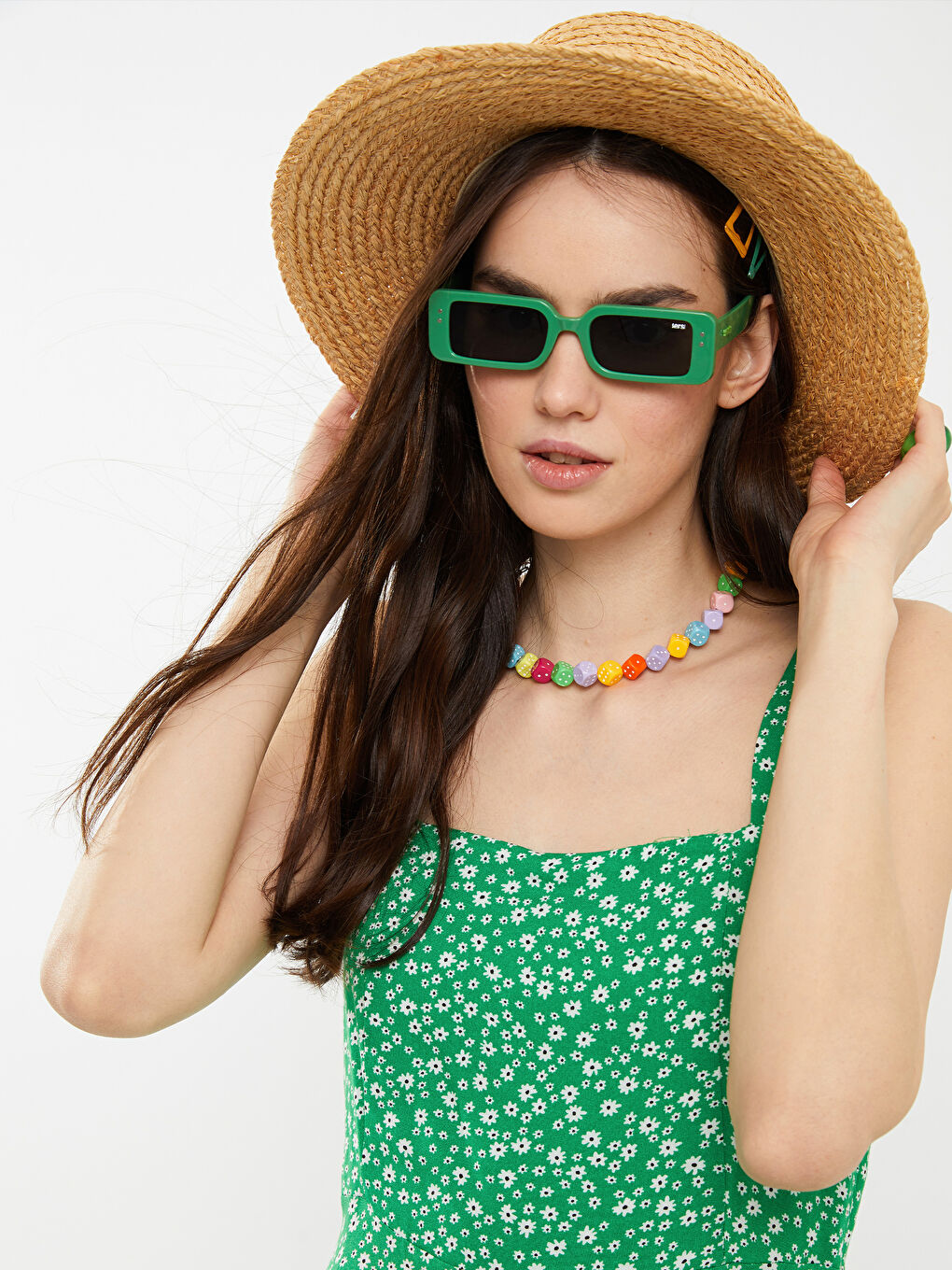 Square Neck Floral Viscose Women's Dress-2