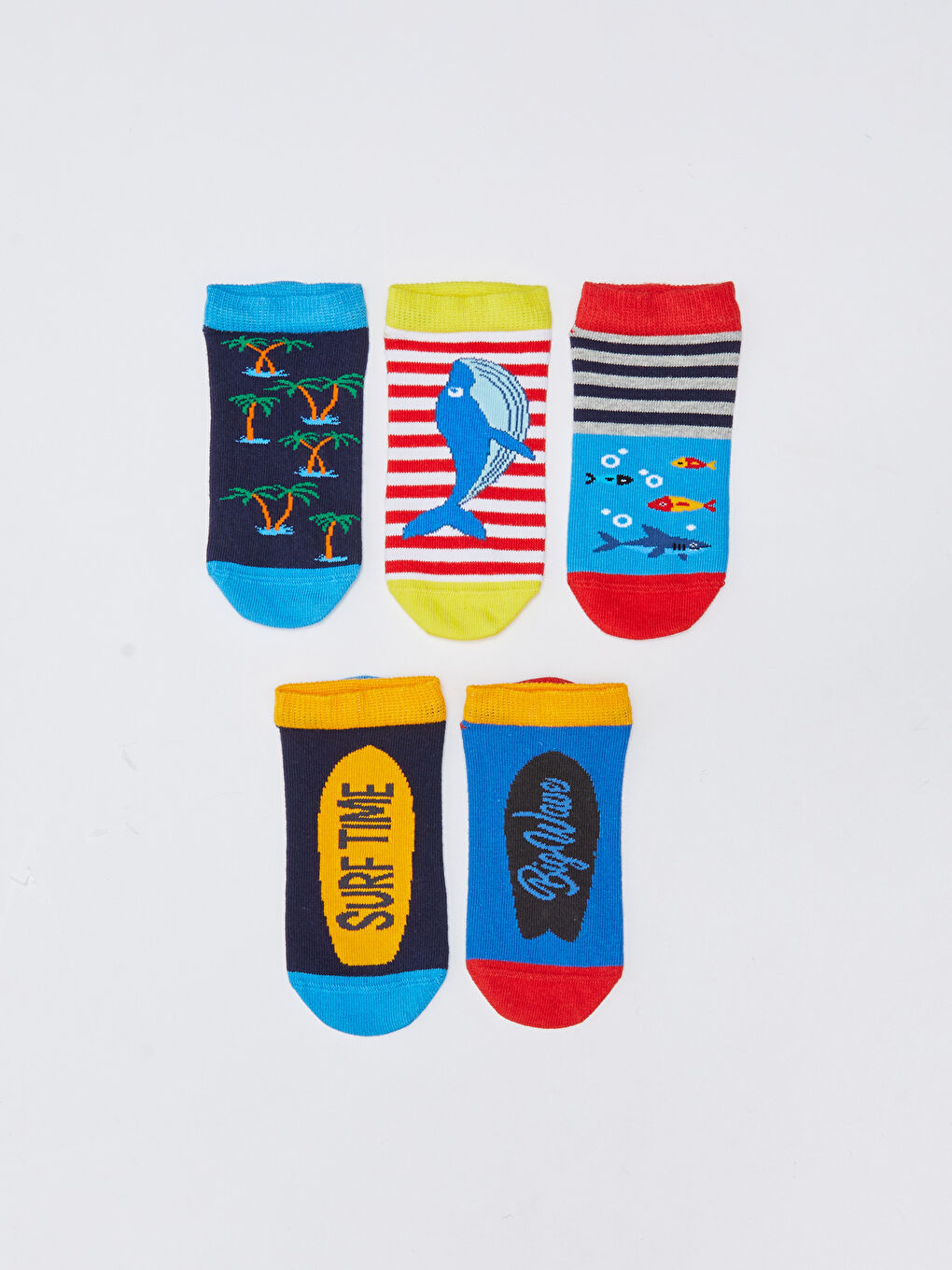 Karışık Desenli Erkek Çocuk Patik Çorap 5'li-1