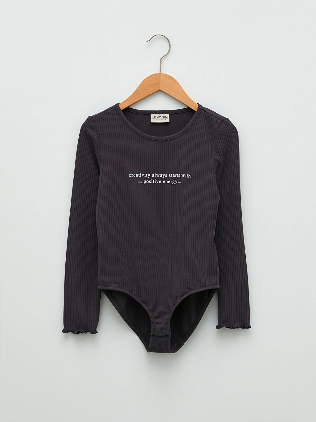 Crew Neck Printed Long Sleeve Girls' Snap fastening Body