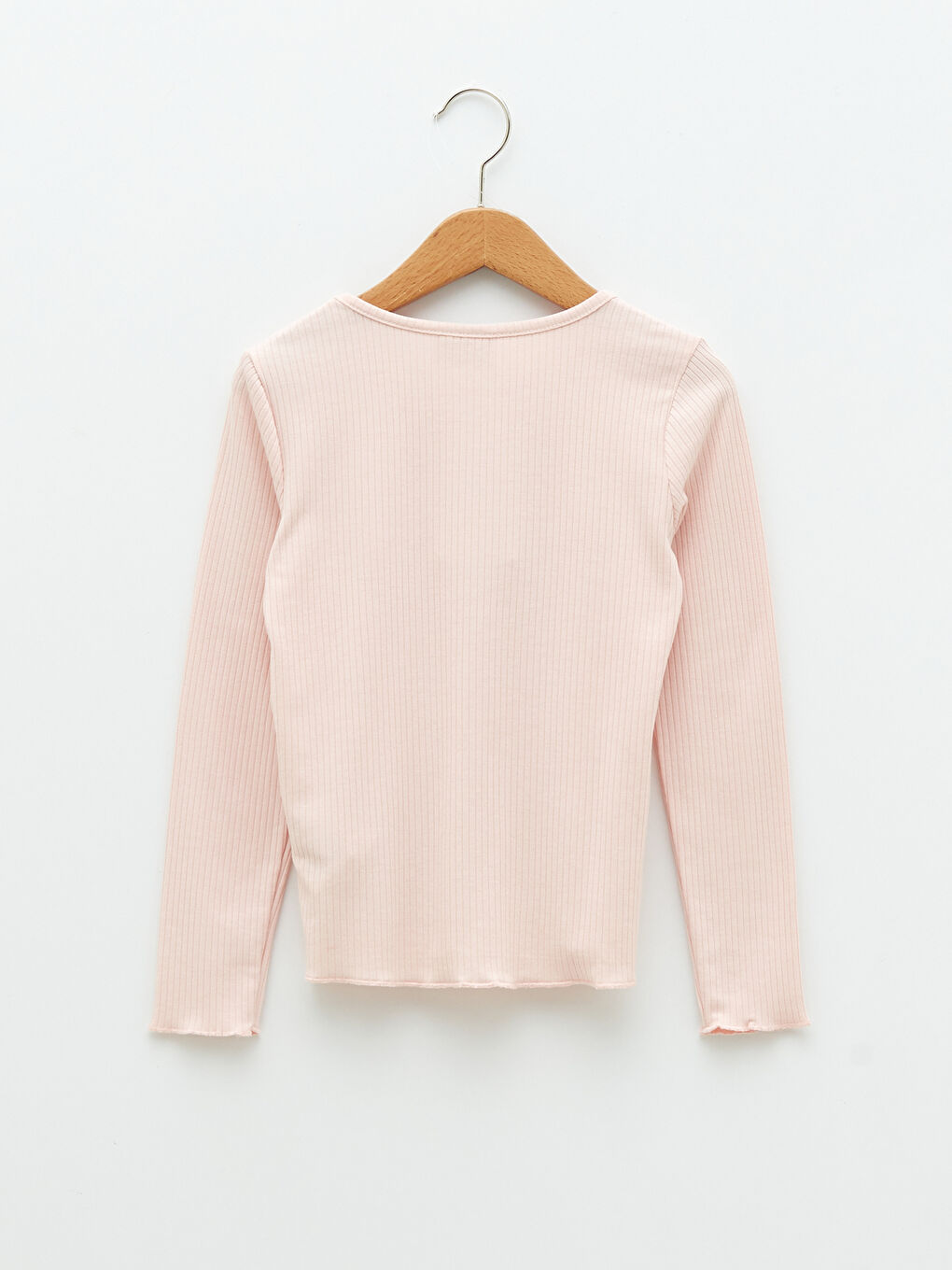 Pembe Bisiklet Yaka Yazı Baskılı Uzun Kollu Kız Çocuk Tişört-1