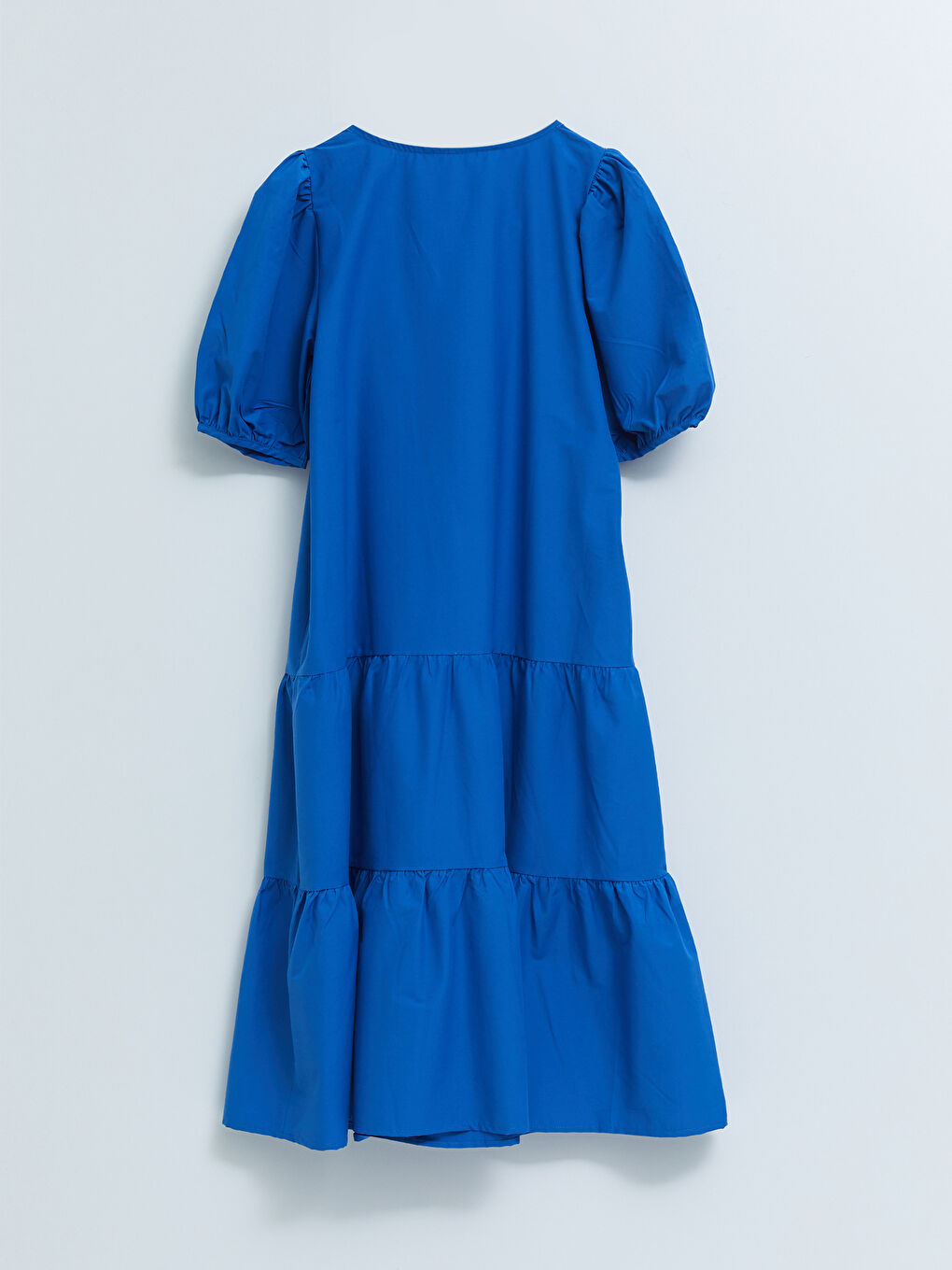 V-Neck Straight Short Sleeve A-Line Poplin Women's Dress-6