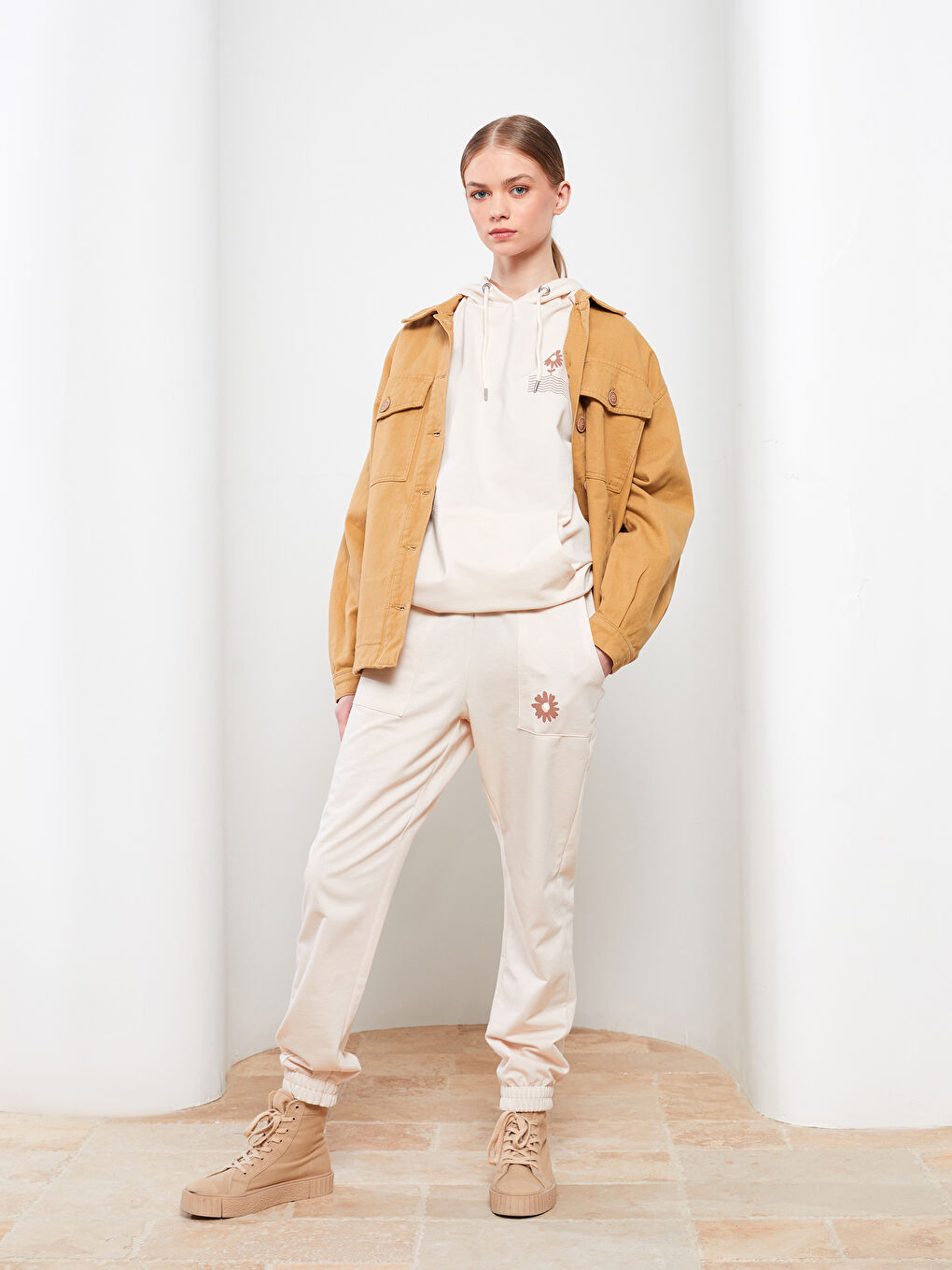 LCW Modest Pantalon de Survêtement Jogger pour Femmes Imprimé avec Poches et Taille Élastique -S2G883Z8-DF7