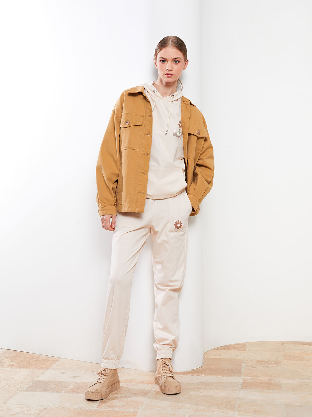 LCW Modest Pantalon de Survêtement Jogger pour Femmes Imprimé avec Poches et Taille Élastique -S2G883Z8-DF7