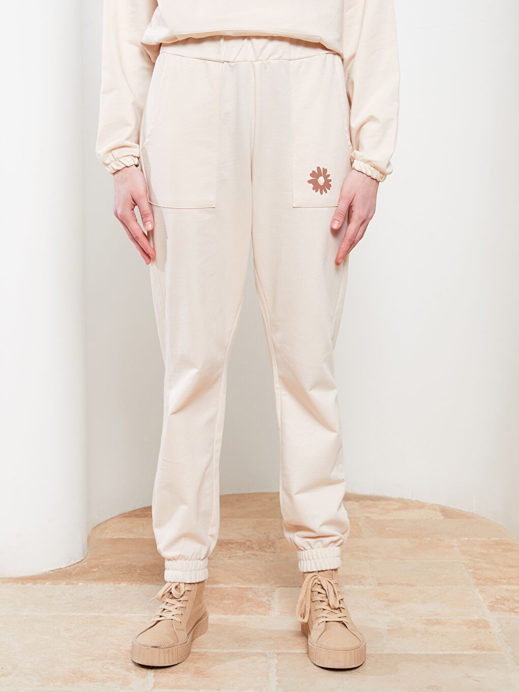 LCW Modest Pantalon de Survêtement Jogger pour Femmes Imprimé avec Poches et Taille Élastique -S2G883Z8-DF7