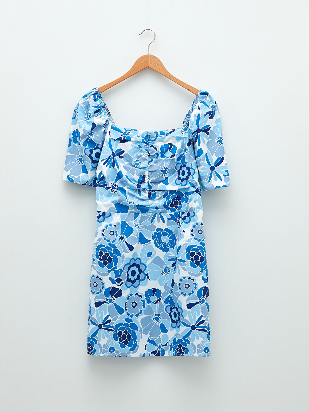 Heart Collar Patterned Short Sleeve Cotton Women's Dress-12