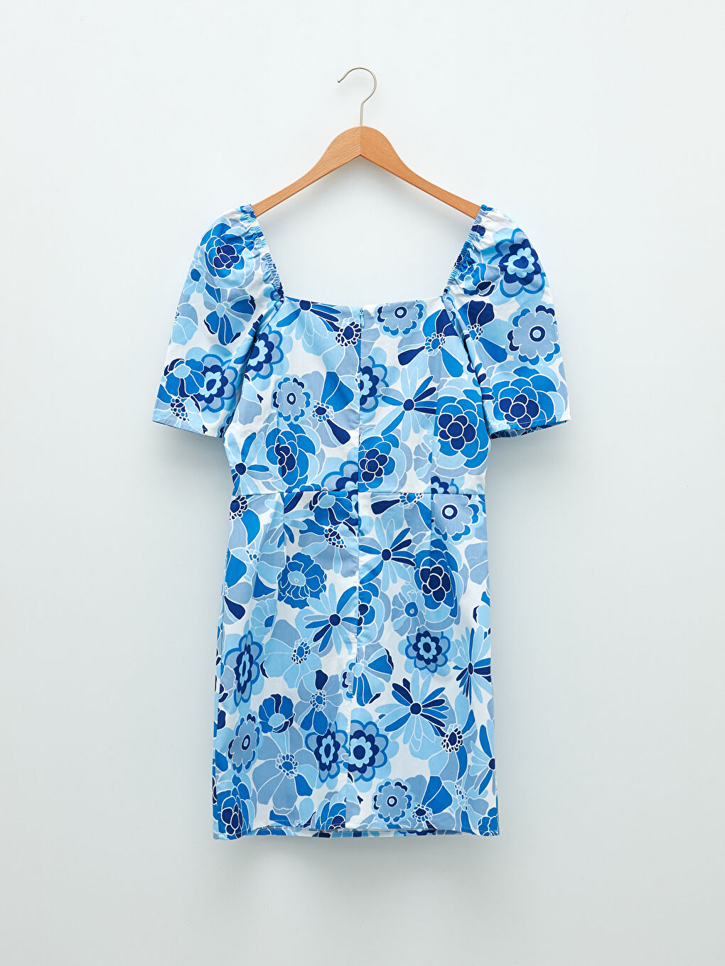 Heart Collar Patterned Short Sleeve Cotton Women's Dress-13
