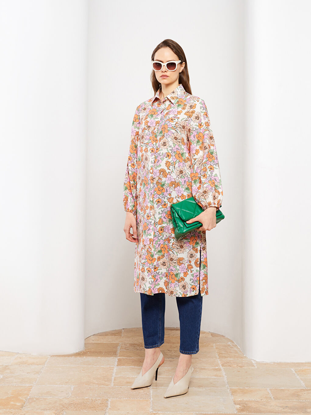 Floral Long Sleeve Women's Shirt Tunic