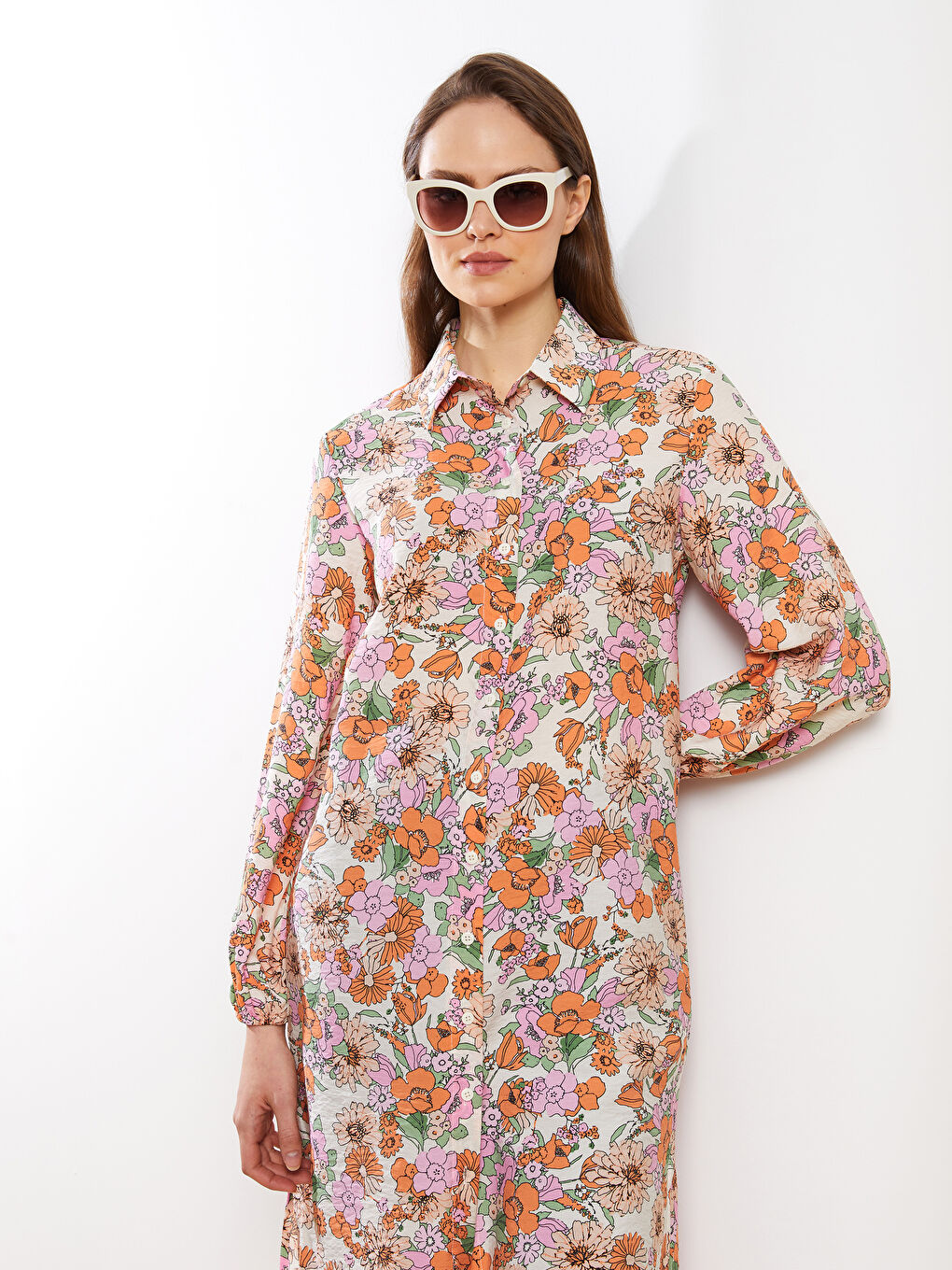 Floral Long Sleeve Women's Shirt Tunic-3